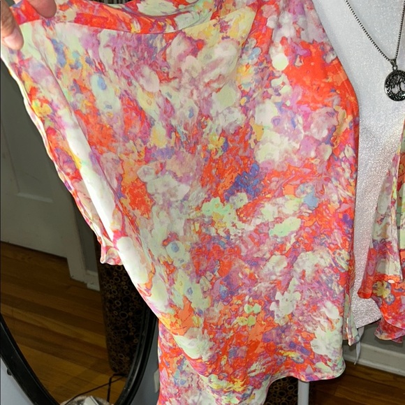 Decree Pink and Orange 3/4 Sleeve Flowy Blouse - Picture 2 of 7